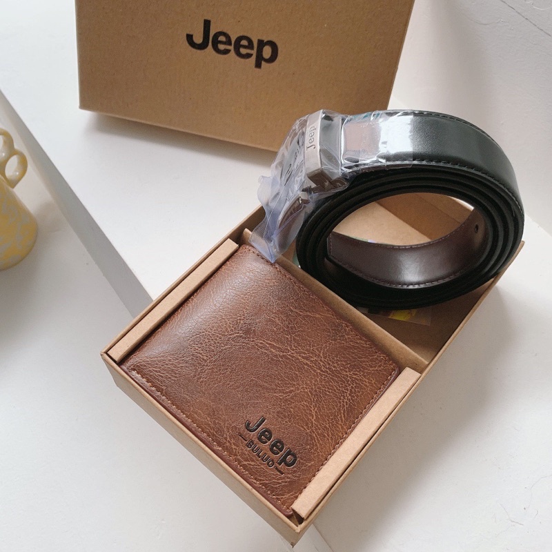 JEEP WALLET &amp; BELT SET PACKAGE / DOMPET PRIA JEEP / IKAT PINGGANG PRIA JEEP