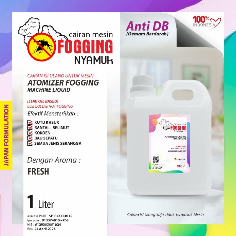 CAIRAN Mesin fooging anti Nyamuk /Serangga aneka aroma wangi segar kemasan jurigen 1 liter