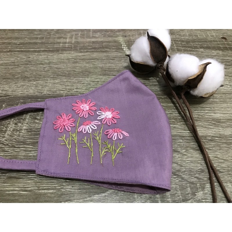 Masker Sulam Benang Warna Ungu Lilac