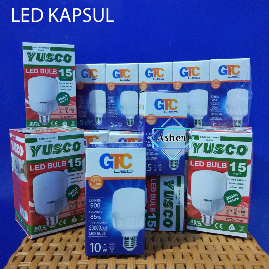 Jual Lampu Led Kapsul 5w 10w 15w Premium Termurah Bohlam Led Capsule Bulb E27 Nyala Putih Terang 2423