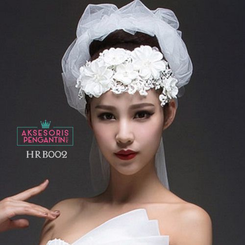 [STOK TERBATAS] HAIRPIECE AKSESORIS WEDDING HEADPIECE PENGANTIN TIARA PUTIH HRB002