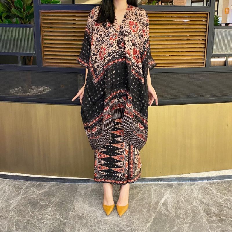New Setelan Baju Batik Atasan Set Rok Instan Kondangan Pesta Tunik Aruna-Serian Jumput-Batik modern Jumbo Premium Allsize Pakaian Perempuan Pesta