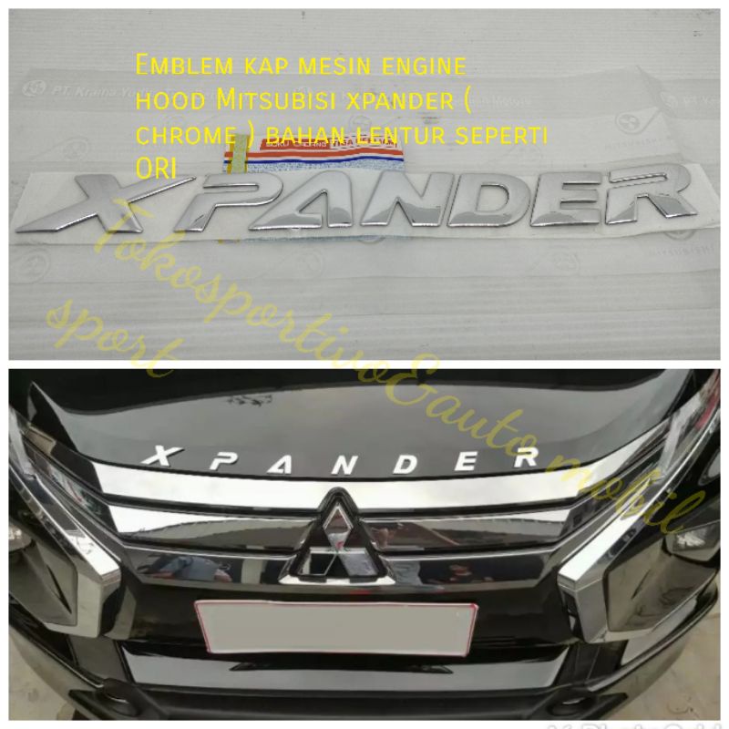 Emblem Logo Lambang Tulisan Huruf kap mesin Mitsubisi Xpander chrome engine hood kap xpander mdl ORI