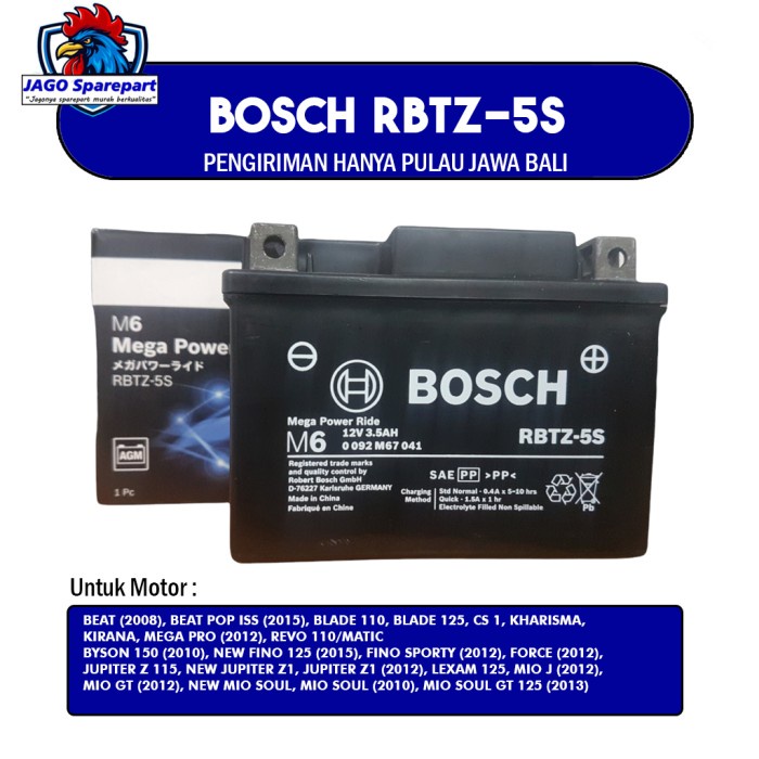 Jual Aki Motor aerox fino scoopy Bosch RBTZ-5S MF 3Ah | Shopee Indonesia