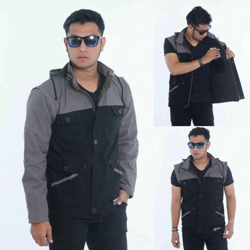 Jaket Pria - Jaket Parka PDL 3 in 1 Bisa Rompi