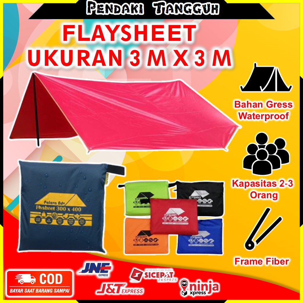 Flysheet Tenda Ukuran 3 x 3 Cm Trap Tent Perlengkapan Mendaki Terpal Pendakian Tenda Darurat Hujan