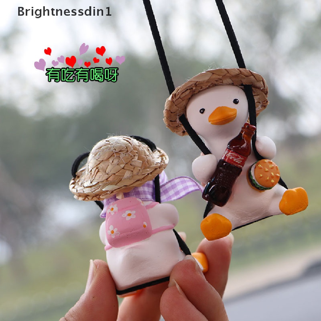 (Brightnessdin1) Ornamen Gantung Spion Tengah Mobil Model Bebek Kecil Lucu