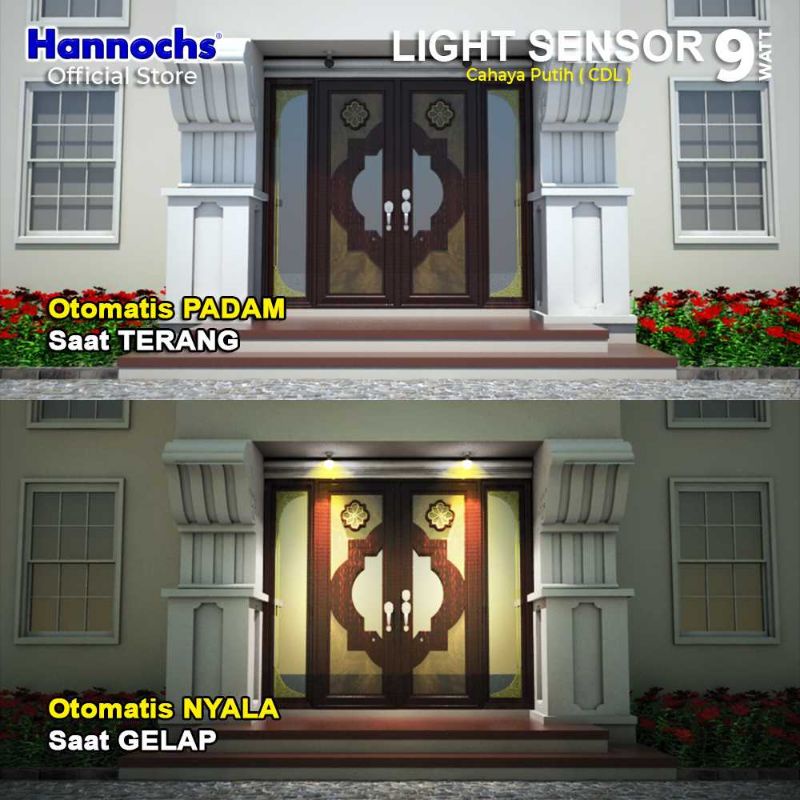 Lampu LED Light Sensor - 9 watt - Cahaya Kuning