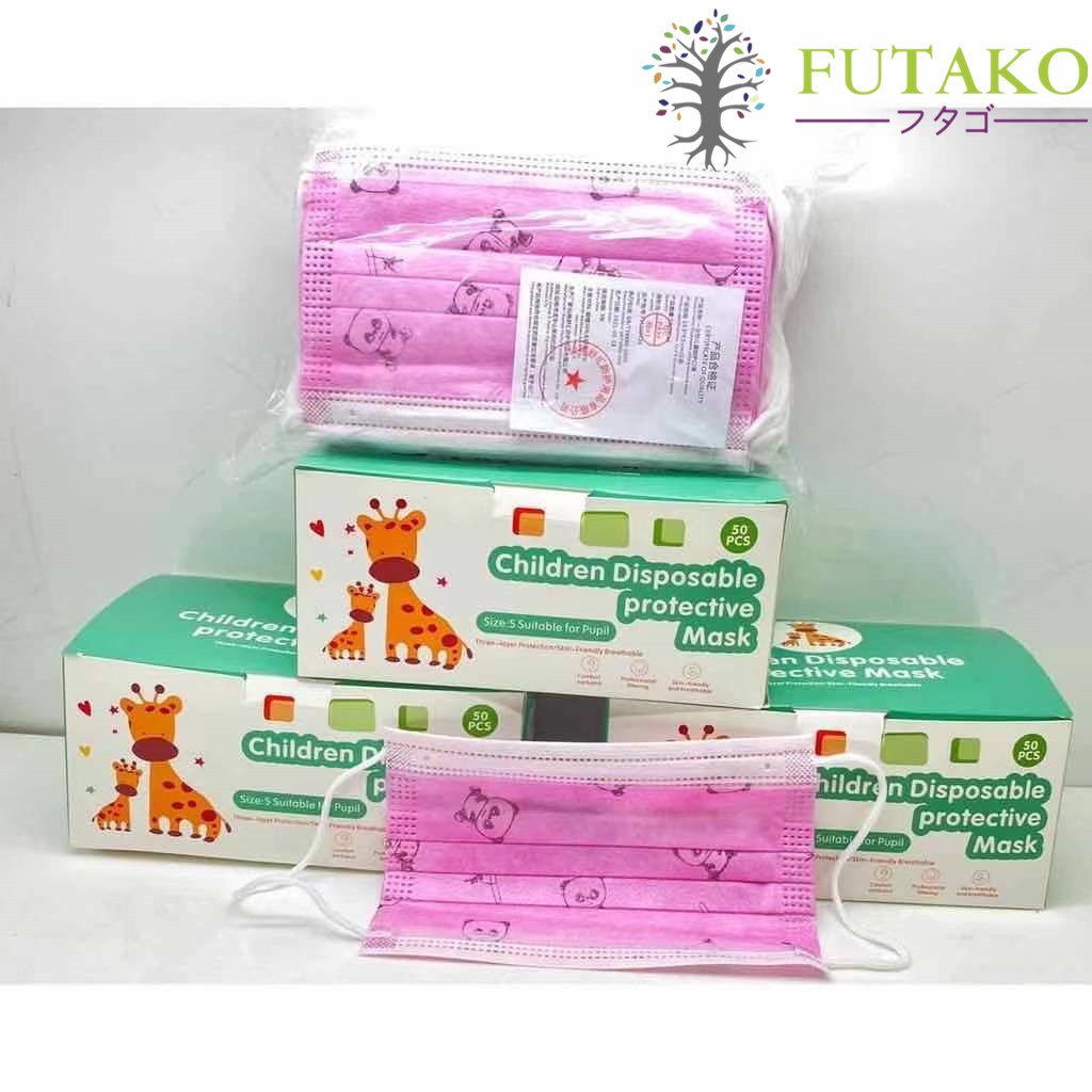 FUTAKO Masker Anak 3ply isi 50 Pcs Earloop 3 -14 Tahun Medical Grade