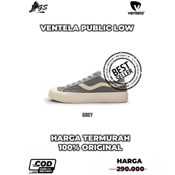 Ventela Public Low Grey Original 100% Sepatu Ventela Sepatu milenial