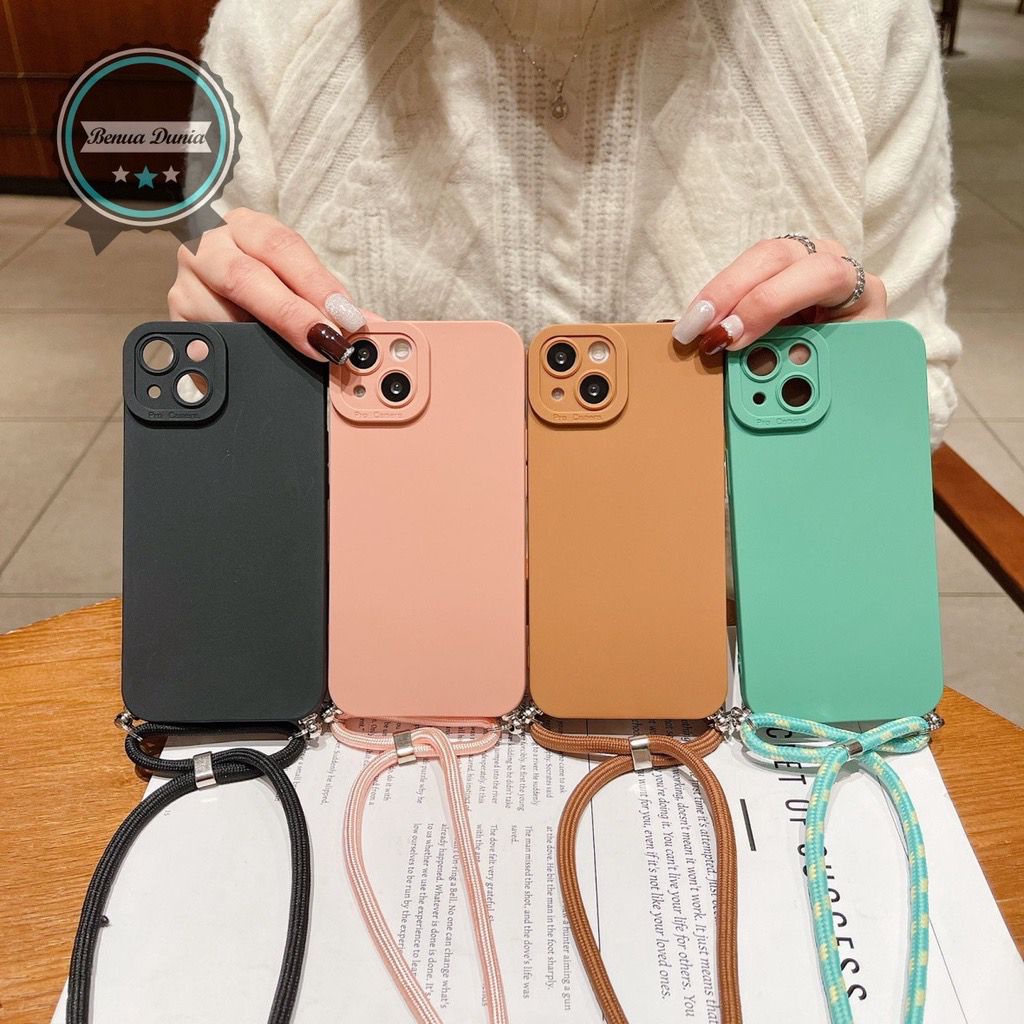 CASE PROCAMERA LANYARD OPPO A5S F9 A12 A7 A11K CASE EDGE LENS PROTECT MATTE COVER CASE SILICONE