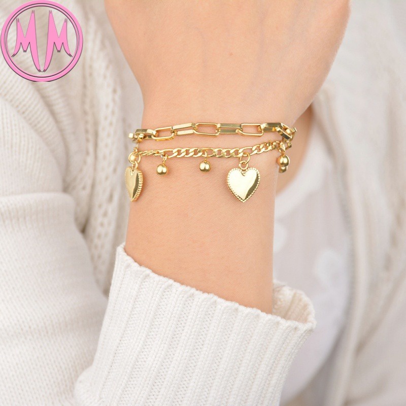 MORYMOSHI B32 Gelang Wanita Titanium Stainless Love Anti Karat Anti Luntur Fashion Korea