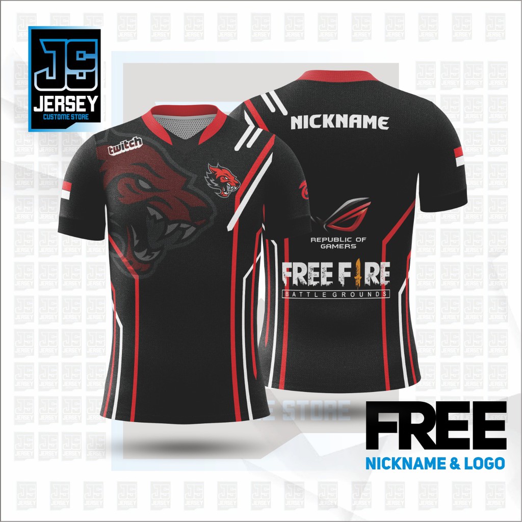 Jersey Baju Kaos Gaming Guild Free Fire Custom Nama Dan Logo Gratis