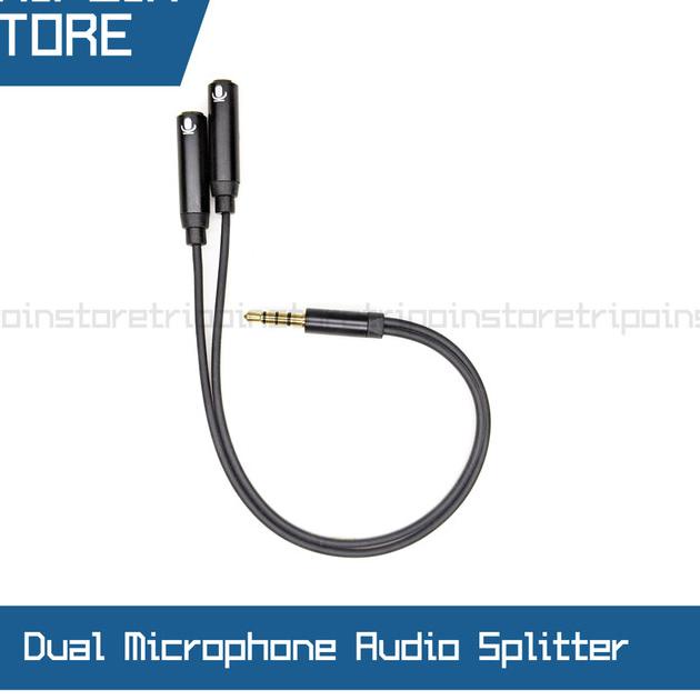 ❋ Dual Microphone Audio Splitter - (Mic & Mic) - 2 Mic Audio Splitter ☟