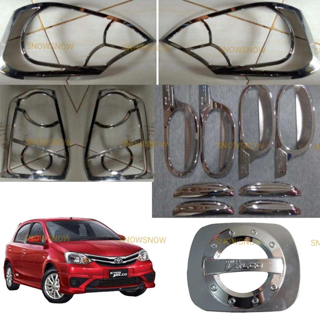 Paket Garnish Depan Belakang Outer Handle Tank Cover Toyota Etios Sporty Chrome