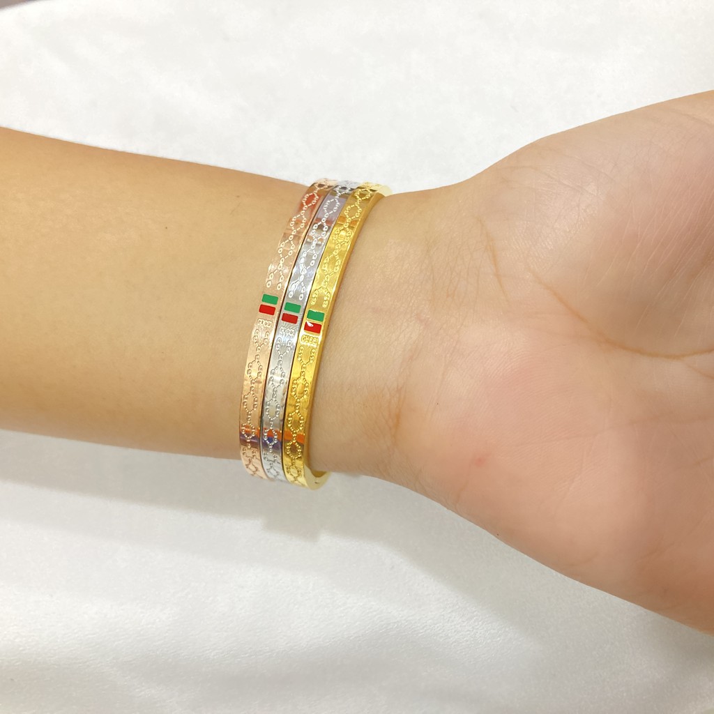 Gelang Titanium Set 3 Pcs Full Embos Anti Karat Aksesoris Perhiasan