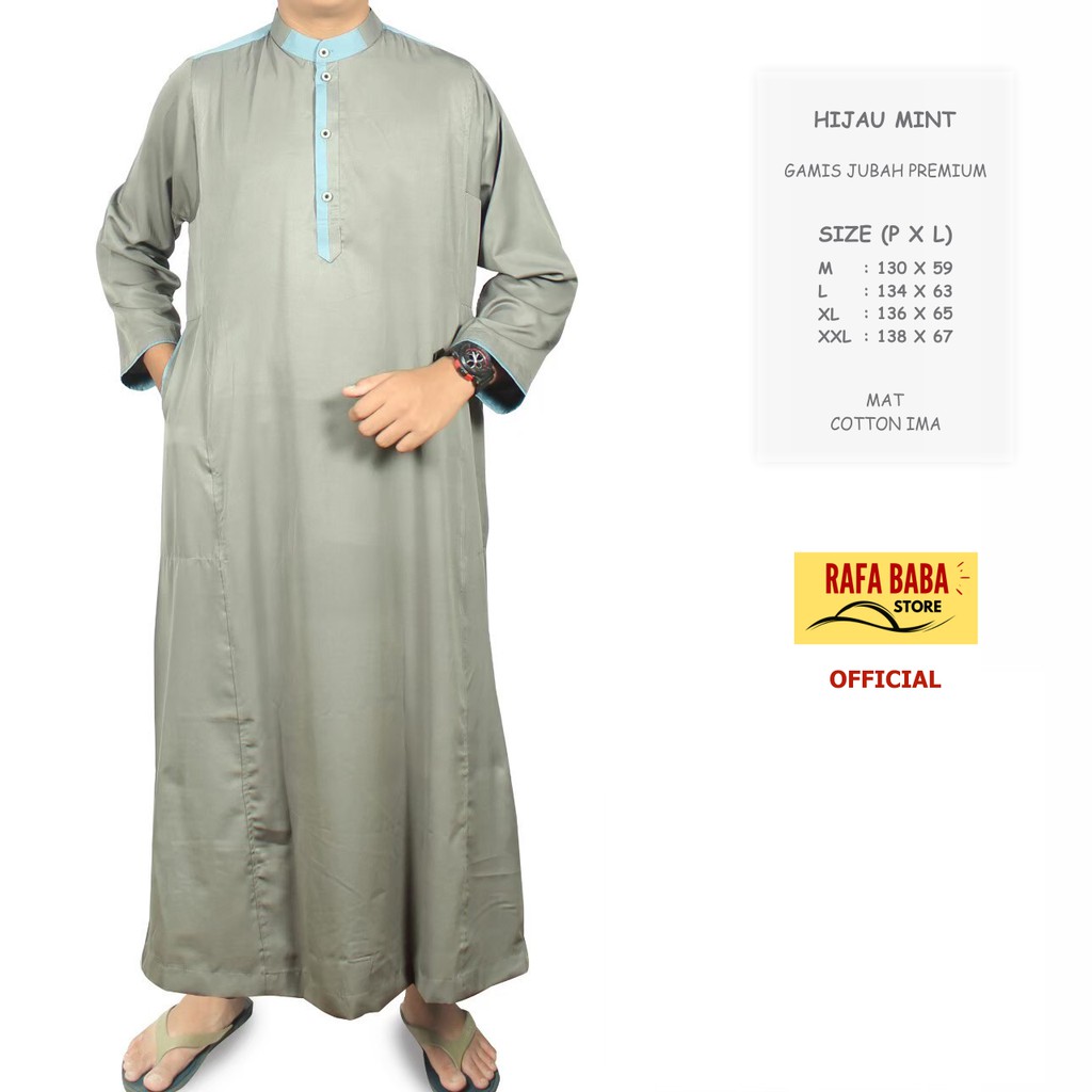 TREND Gamis Ima Motif 68 Jubah Pria List Warna Hijau Mint Busana Muslim Terlaris