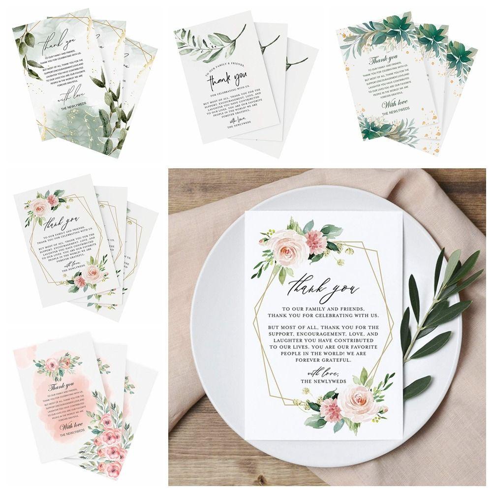 Top 50PCS/Pack Kartu Ucapan Terima Kasih DIY Perlengkapan Pesta Meja Centerpieces Bunga Daun