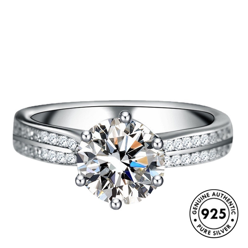 Cincin Sterling Silver 925 Hias Berlian Imitasi Gaya Eleganmewah Untuk Wanita