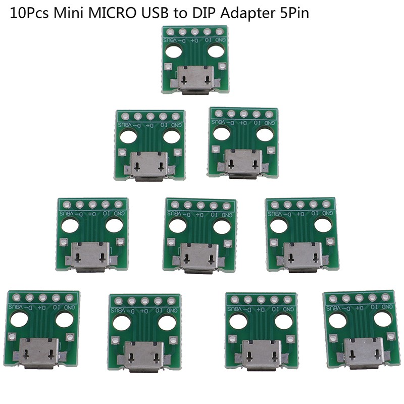 (Ele) 10pcs Papan Pcb Konektor Konverter Micro Usb Ke Dip 5pin Female Warna Putih