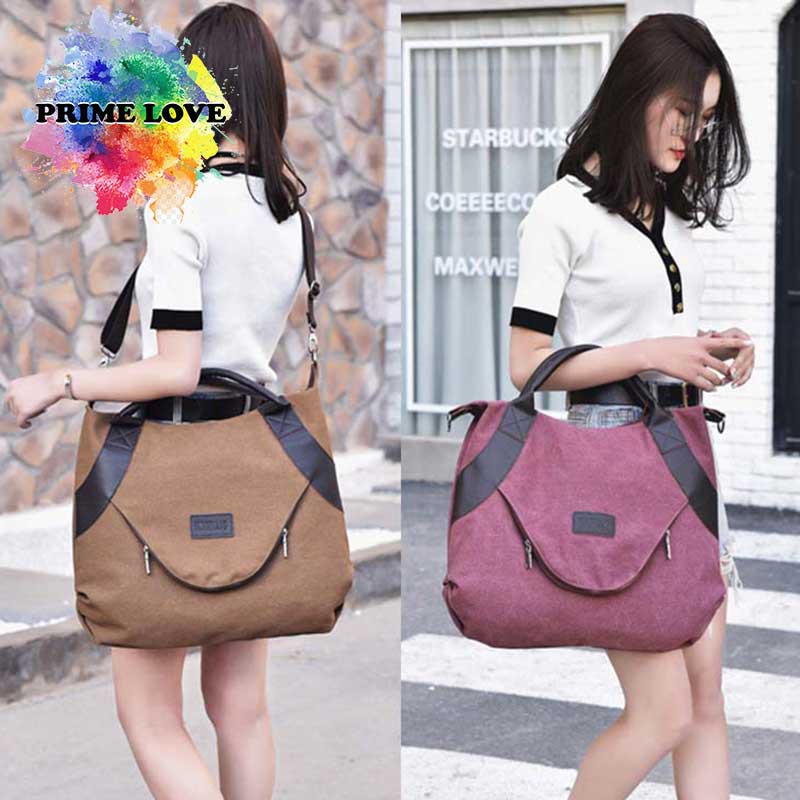 Tas Wanita Selempang Kanvas Kapasitas Besar Tas ShoulderBag Simple Casual Terbaru -TW1844