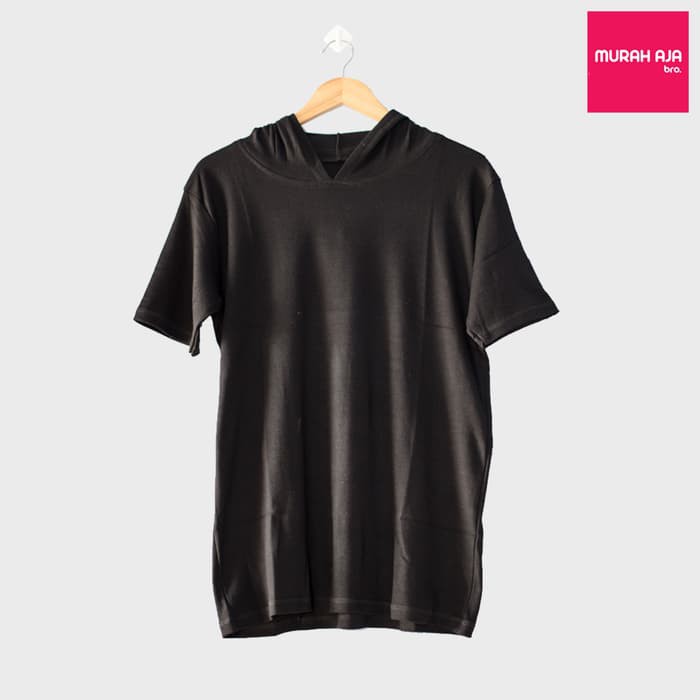 JaketPria SweaterBaju Kaos Polos Hoodie Lengan Pendek - Hitam