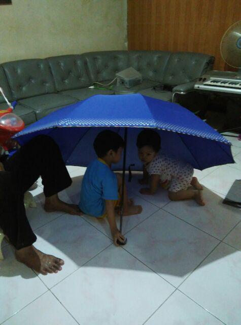 Payung Lipat 3 10jari Jumbo Polos Bahan Kain Sutra