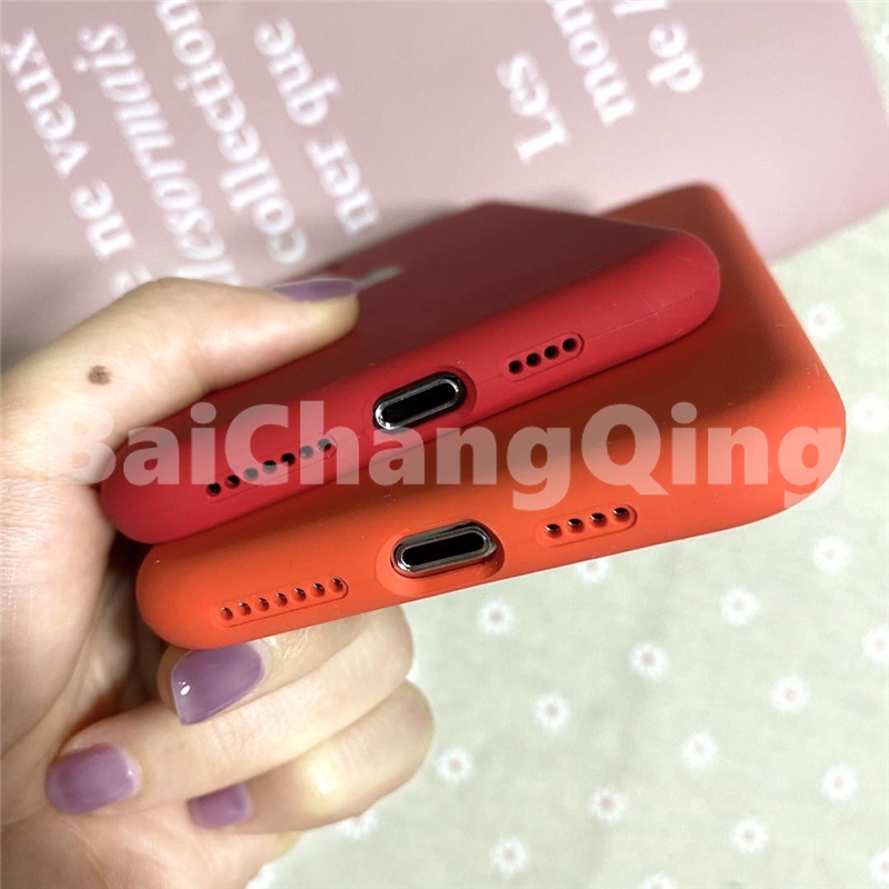 Casing Bahan Silikon Warna Oranye/Merah Mawar Untuk Iphone Xs Max Xr 6 7 8 Plus 11 Pro Max