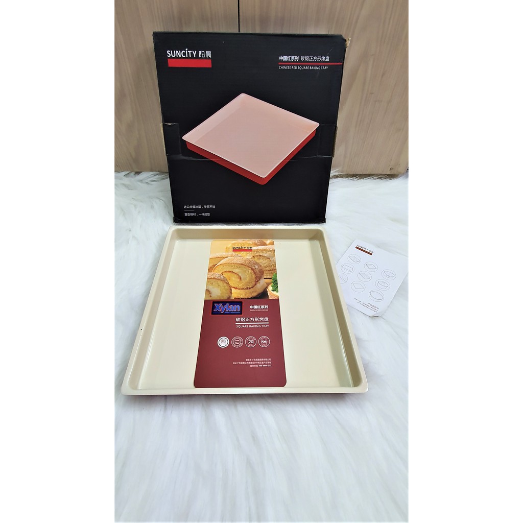 suncity RED square baking pan non stick loyang bolu kue anti lengket