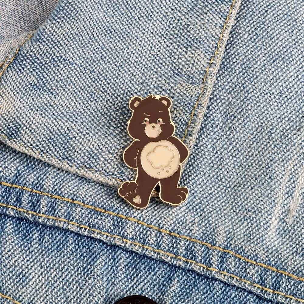 [Elegan] Beruang Bros Hadiah Lucu Untuk Aksesoris Perhiasan Anak-Anak Marah Beruang Coklat Kerah Bros Travel Commemorative Enamel Pin