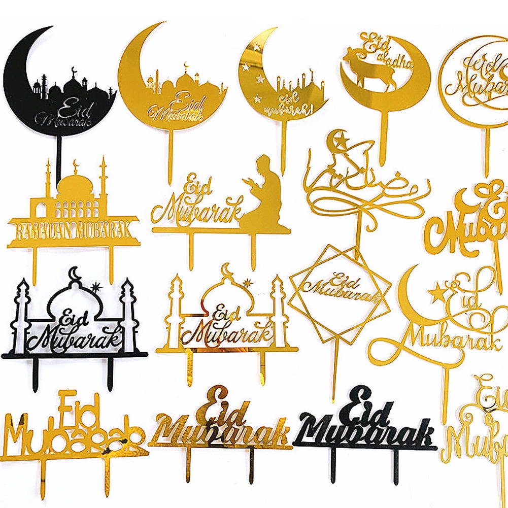 Topper Kue Desain Eid Mubarak Untuk Dekorasi Pesta Festival Ramadhan