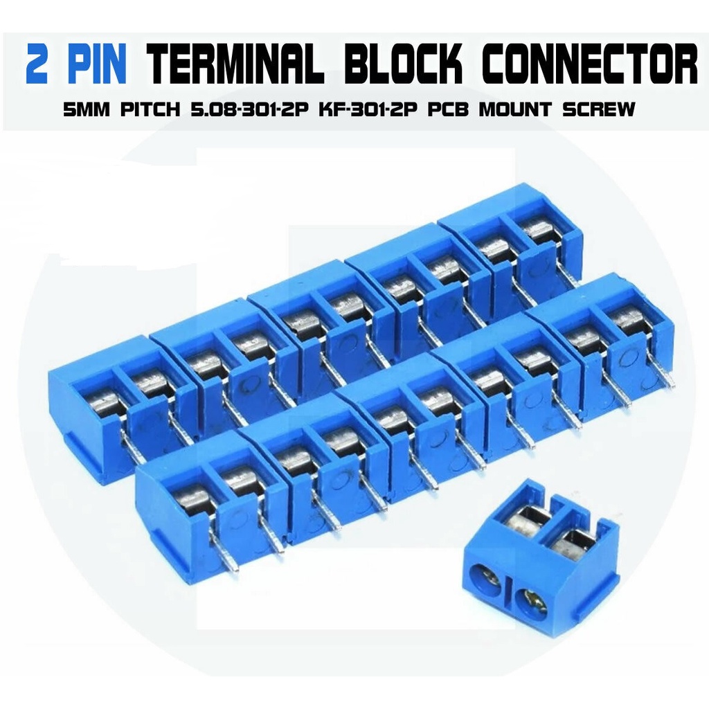 KF301-2P 2 Pin Plug-in Screw Terminal Block PCB Connector Konektor 5 mm Blue Biru