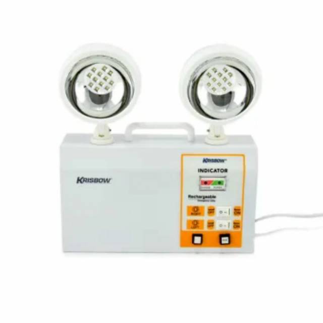 Krisbow Lampu Darurat Twin Spot LED/Lampu Emergency LED Rechargeable/Emergency Lamp Twin Spot