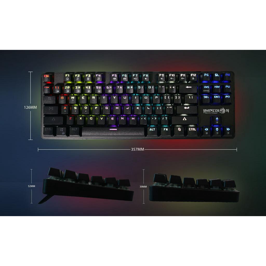 KEYBOARD IMPERION TROOPER 7 MECHANICAL OUTEMU BLUE KEYS // SLIM LED TKL 87 OTUM KEYS GAMING OFFICE MULTIMEDIA // LAPTOP PC KOMPUTER ANDROID TEN KEY LESS