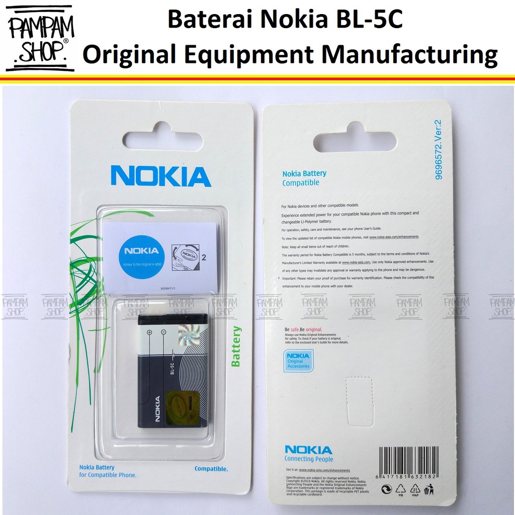 Baterai Nokia 2626 3100 3110 3120 BL5C BL-5C Original OEM 100% | Batre, Batrai, Battery, BL 5C