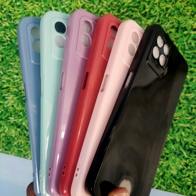 Softcase GLOSSY MACARON PASTEL Square edge Samsung J4+ A7 2018 A750 A72 A03 A10 bahan silicon tebal candy