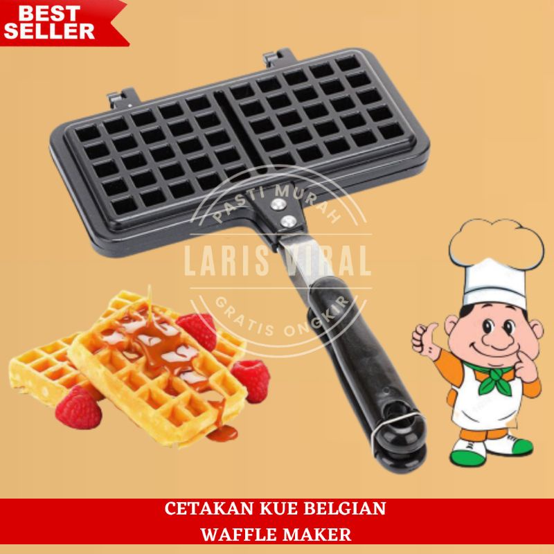 Cetakan Kue Belgian Waffle Maker Anti Lengket Loyang Cetakan Kue Croffle Kompor