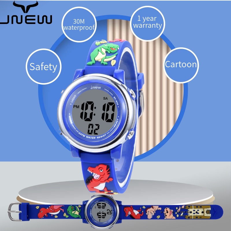 jam tangan anak laki-laki Light watch jam alarm seven colors flashing Waterproof electronic wristwatch boy watch with cartoon kids watch dinosaurus pattern for 3-10 years old baby