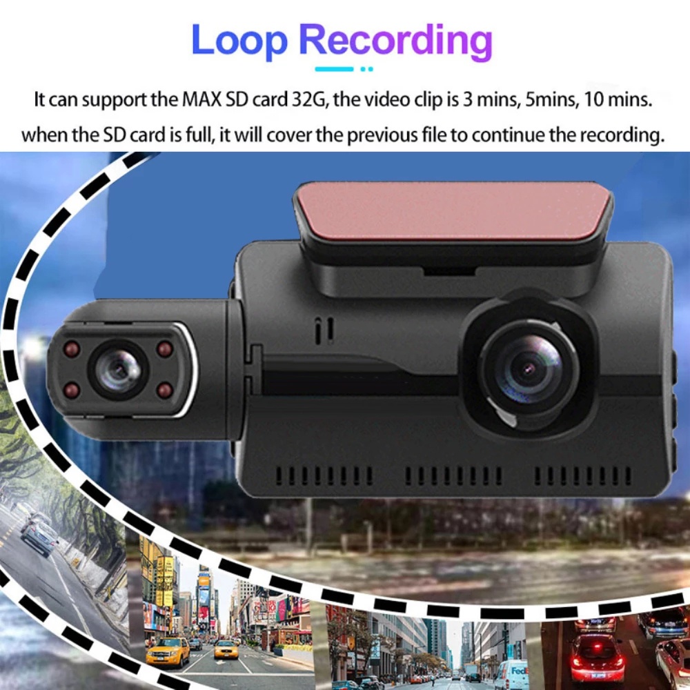 Acroder Dash cam 1440P 3&quot; IPS Screen front built-in night vision Loop Recording