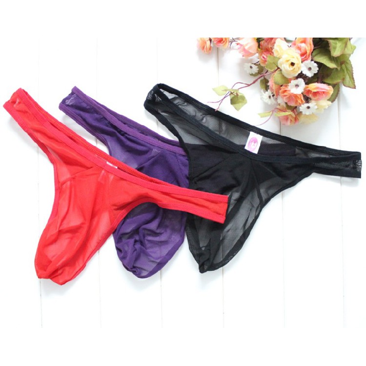 G String Pria Sexy Celana Calam Tipis low Waist G String Transparan Thongs y036