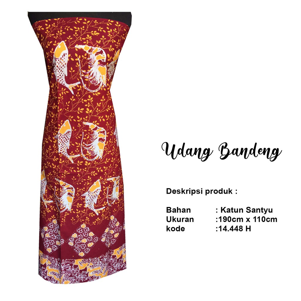 batik tulis motif udang bandeng warna merah tua / baju batik khas sidoarjo / batik pria dan wanita 1