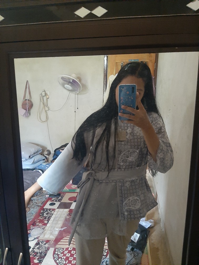 Tey-17 Batik Wanita Asj Sa Hrb026 Kenongo Kemeja Tosca Pendek