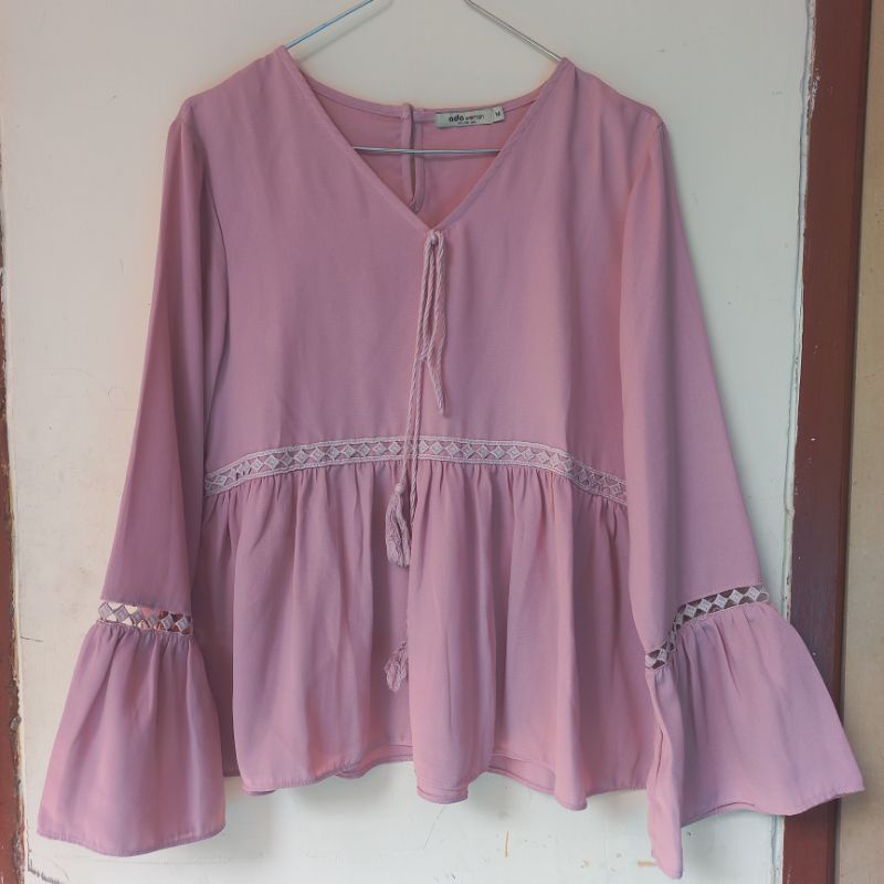 Preloved Boho Blouse Ada Woman Mauve size M / Preloved Peplum Blouse Boho Mauve Preloved msmo bwbyaz