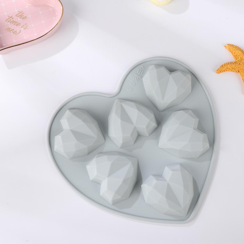 Solighter Berlian Bentuk Hati Cetakan Silikon Pernikahan Valentine Dekorasi Kue Fondant Gula Puding Sabun Baking Pan Mold