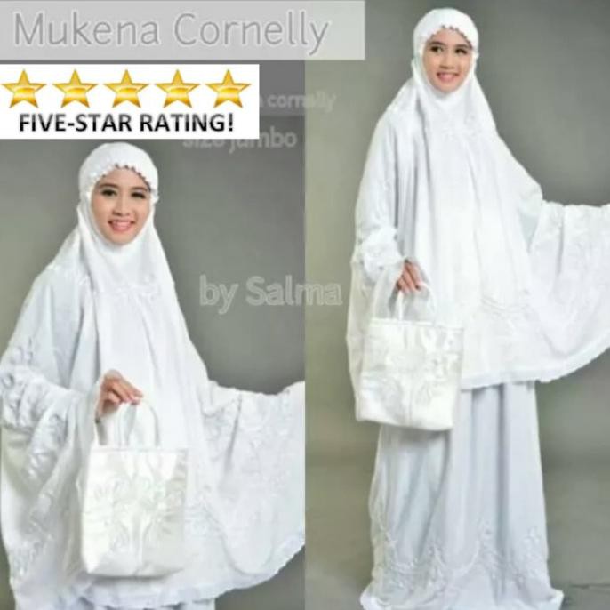 Ori&Terjamin Mukena Putih Polos Katun Renda Jumbo