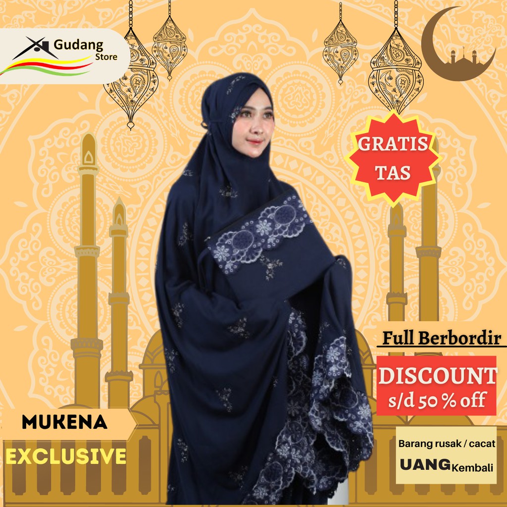 Mukena telekung rukuh perlengkapan sholat dewasa semi jumbo bahan rayon adem lembut dan nyaman