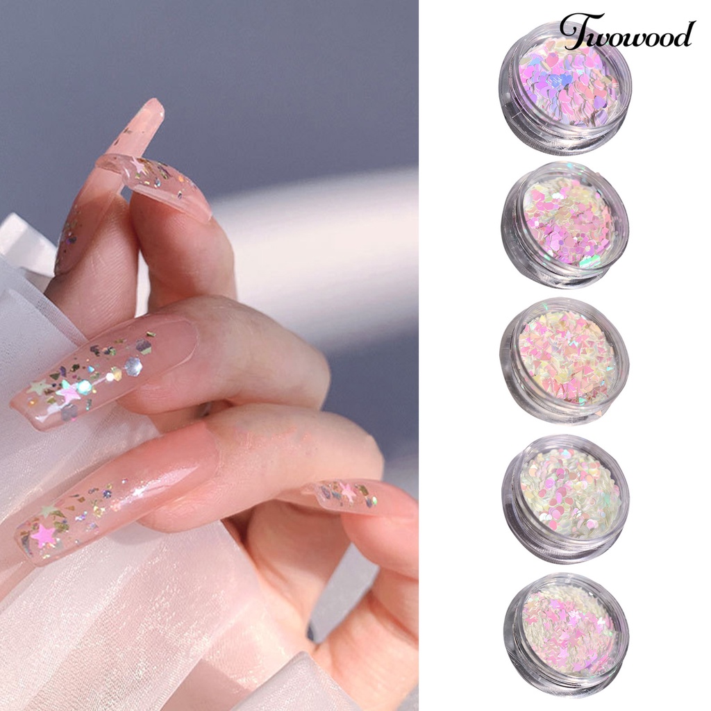 Ornamen Payet Glitter Bentuk Bintang Hati Untuk Dekorasi Nail Art