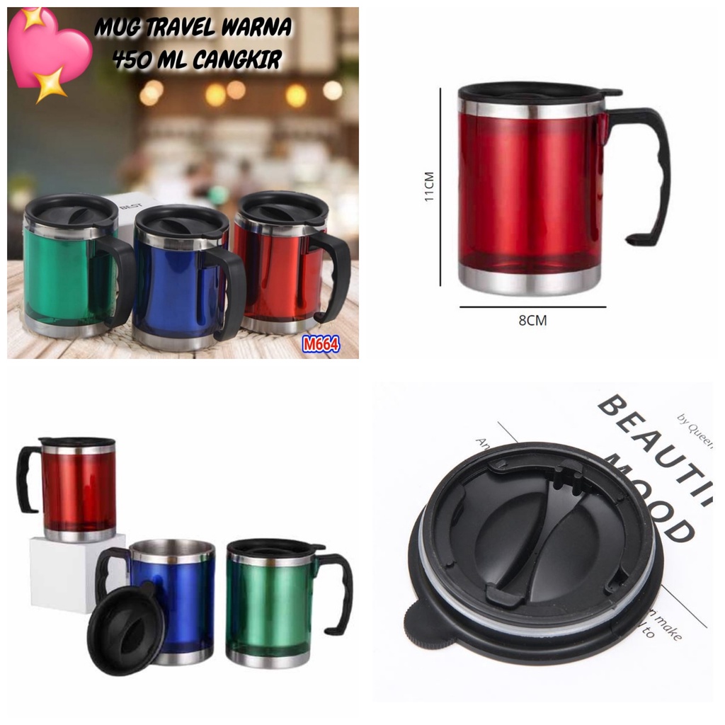 Mug travel warna 450 ml / mug kantor