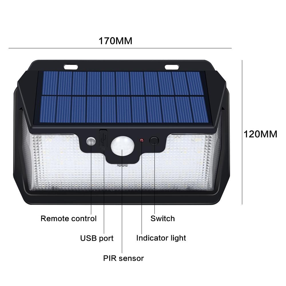 AKN88 - SL-5038 - 750 Lumens Motion Sensor 53 LED Solar Lamp Light with Remote