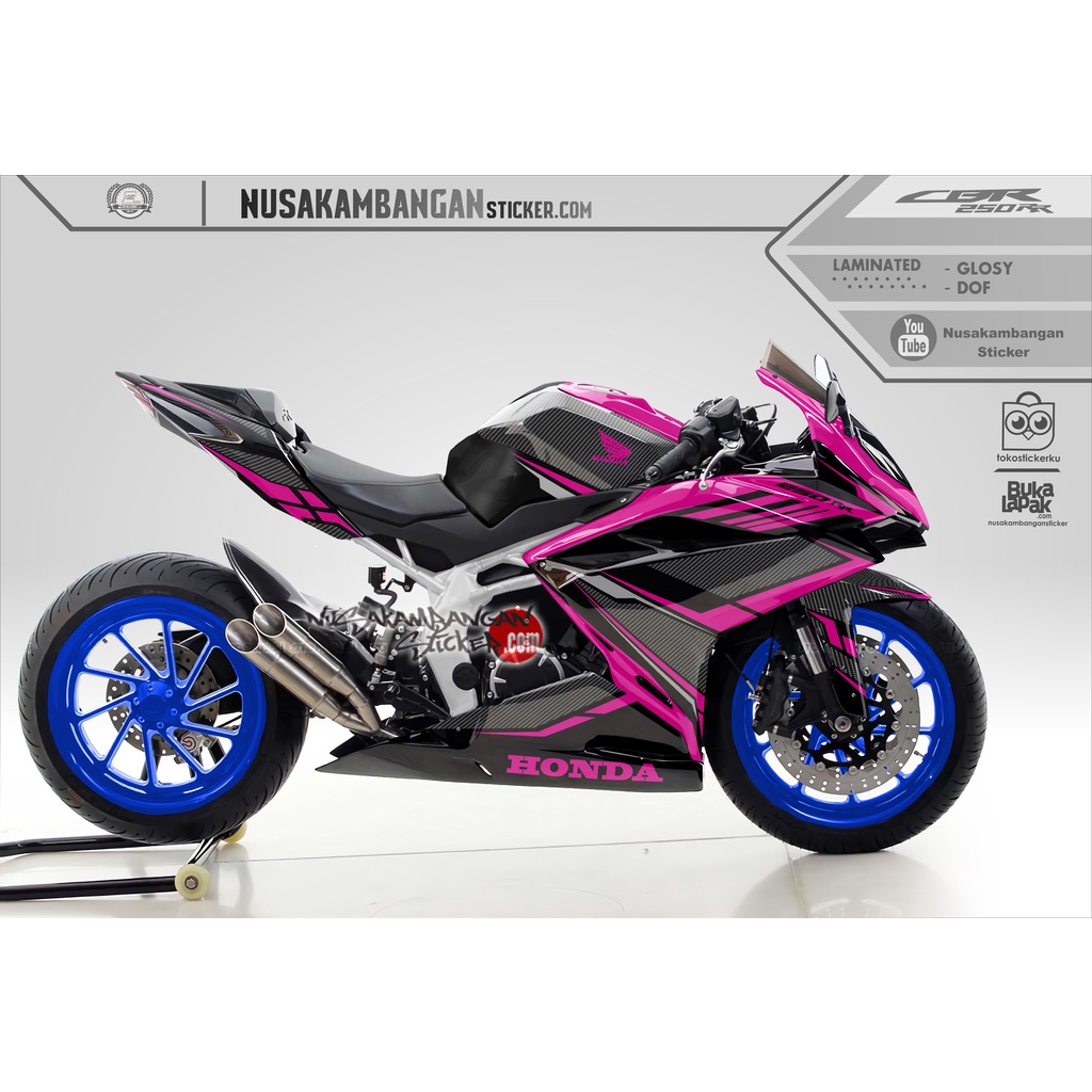 Decal Stiker Motor Honda CBR 250 RR Full Body Carbon Pink Grafis Racing Team Sticker Variasi Custom 